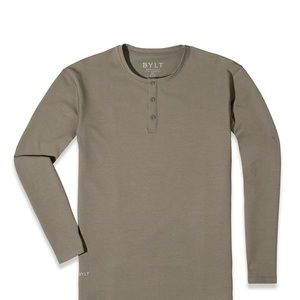Bylt Henley Drop-Cut Long Sleeve: LUX, M, Olive